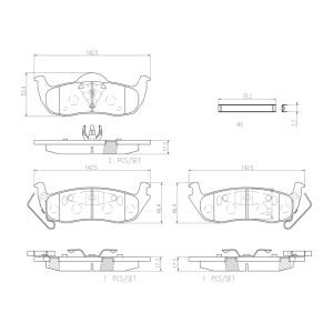 brembo Premium Ceramic Rear Disc Brake Pads for 2007 Jeep Commander - P37011N