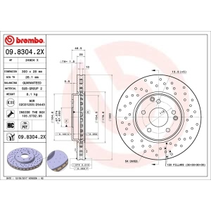 brembo Premium Xtra Cross Drilled UV Coated 1-Piece Front Brake Rotors for Mercedes-Benz CLK320 - 09.8304.2X