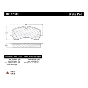 Centric Formula 100 Series™ OEM Brake Pads for 2007 Dodge Sprinter 3500 - 100.12680