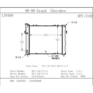 TYC Engine Coolant Radiator for 1998 Jeep Grand Cherokee - 2182