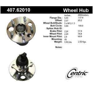 Centric Premium™ Rear Passenger Side Non-Driven Wheel Bearing and Hub Assembly for Buick Skylark - 407.62010