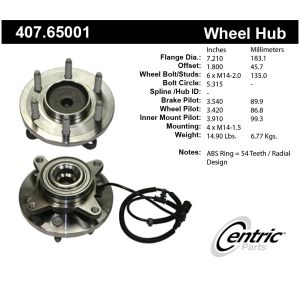 Centric Premium™ Wheel Bearing And Hub Assembly for 2010 Ford F-150 - 407.65001