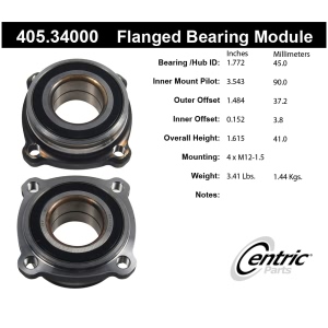 Centric Premium™ Rear Driver Side Wheel Bearing Module for BMW - 405.34000