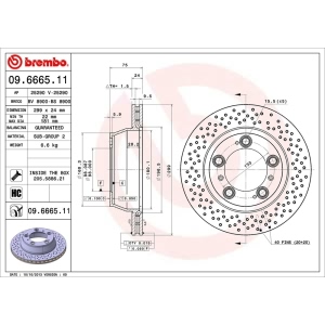 brembo UV Coated Series Drilled Vented Rear Brake Rotor for Porsche 911 - 09.6665.11