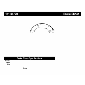 Centric Premium™ Drum Brake Shoes for Ford Fiesta - 111.04770