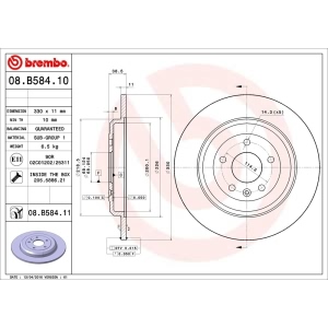 brembo UV Coated Series Rear Brake Rotor for Ford Five Hundred - 08.B584.11