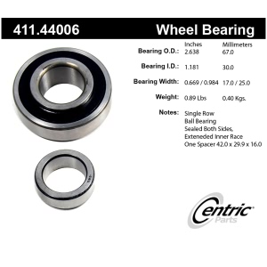 Centric Premium™ Rear Driver Side Single Row Wheel Bearing - 411.44006