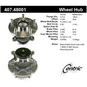 Centric Premium™ Wheel Bearing And Hub Assembly for Suzuki SX4 - 407.48001