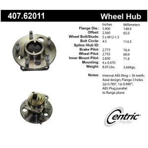 Centric Premium™ Wheel Bearing And Hub Assembly for 1995 Pontiac Grand Prix - 407.62011