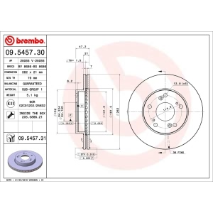 brembo UV Coated Series Vented Front Brake Rotor for 2007 Honda Civic - 09.5457.31