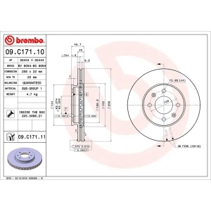 brembo UV Coated Series Front Brake Rotor for 2017 Hyundai Accent - 09.C171.11