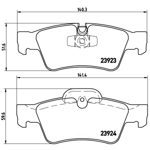 brembo Premium Low-Met OE Equivalent Rear Brake Pads for 2009 Mercedes-Benz GL320 - P50064