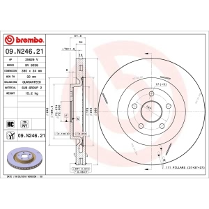 brembo UV Coated Series Slotted Vented Front Brake Rotor for 2015 Jeep Grand Cherokee - 09.N246.21