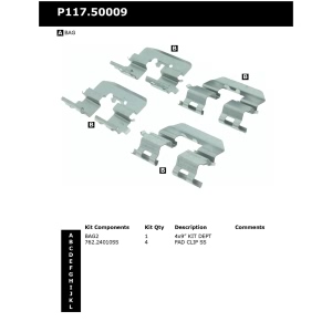 Centric Rear Disc Brake Hardware Kit for Hyundai Accent - 117.50009