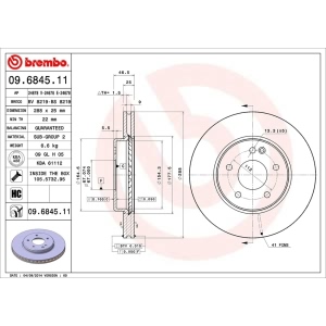 brembo UV Coated Series Vented Front Brake Rotor for 2000 Mercedes-Benz C230 - 09.6845.11
