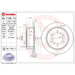 brembo UV Coated Series Solid Rear Brake Rotor for Mitsubishi Montero Sport - 08.7106.11