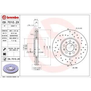 brembo Premium Xtra Cross Drilled UV Coated 1-Piece Front Brake Rotors for 2005 Volkswagen Beetle - 09.7010.2X