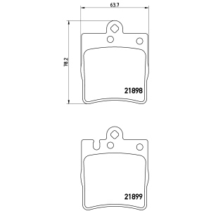brembo Premium Low-Met OE Equivalent Rear Brake Pads for 2005 Mercedes-Benz CLK320 - P50033