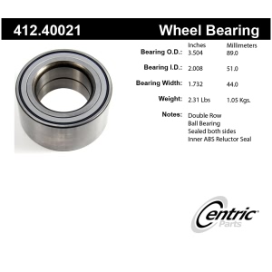 Centric Premium™ Rear Driver Side Double Row Wheel Bearing for 2012 Honda Ridgeline - 412.40021