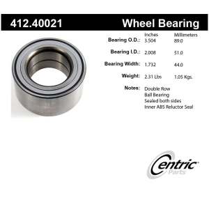 Centric Premium™ Rear Driver Side Double Row Wheel Bearing for 2006 Honda Ridgeline - 412.40021