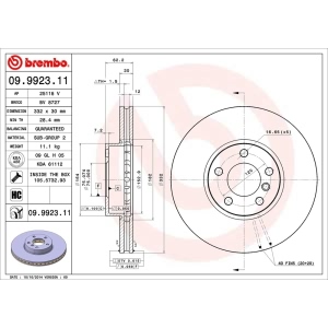 brembo UV Coated Series Vented Front Brake Rotor for 2010 BMW X5 - 09.9923.11