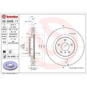 brembo UV Coated Series Front Brake Rotor for 2004 Infiniti G35 - 09.8485.11