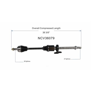 GSP North America Front Passenger Side CV Axle Assembly for 2013 Honda Civic - NCV36079