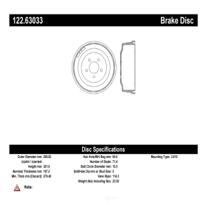 Centric Premium™ Brake Drum for Dodge Charger - 122.63033