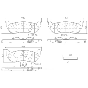 brembo Premium Ceramic Rear Disc Brake Pads for 2005 Jeep Wrangler - P37013N