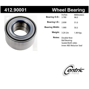 Centric Premium™ Rear Passenger Side Double Row Wheel Bearing for 2019 Land Rover Range Rover Velar - 412.90001