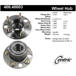 Centric Premium™ Wheel Bearing And Hub Assembly for 1991 Acura Legend - 406.40003