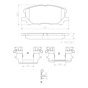 brembo Premium Ceramic Front Disc Brake Pads for Lexus RX330 - P83067N