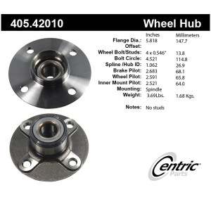 Centric Premium™ Rear Driver Side Non-Driven Wheel Bearing and Hub Assembly for Nissan Sentra - 405.42010