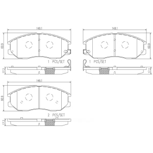 brembo Premium Ceramic Front Disc Brake Pads for 2005 Kia Sedona - P30078N