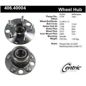 Centric Premium™ Wheel Bearing And Hub Assembly for 1999 Acura RL - 406.40004