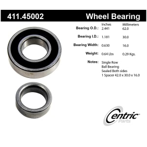 Centric Premium™ Rear Driver Side Single Row Wheel Bearing for Mazda RX-7 - 411.45002