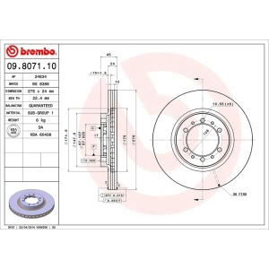 brembo UV Coated Series Vented Front Brake Rotor for Mitsubishi Montero - 09.8071.11