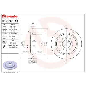 brembo OE Replacement Solid Rear Brake Rotor for Volvo 960 - 08.5288.10