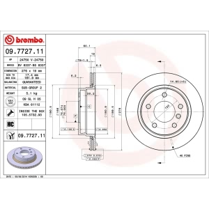 brembo UV Coated Series Vented Rear Brake Rotor for 1998 BMW 328i - 09.7727.11