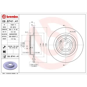 brembo UV Coated Series Solid Rear Brake Rotor for Mercedes-Benz SLC300 - 08.B741.41