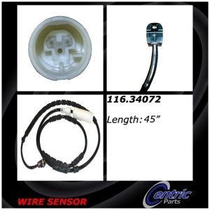 Centric Rear Brake Pad Sensor for BMW - 116.34072