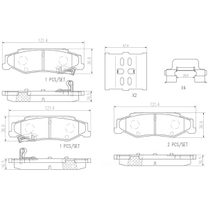 brembo Premium Ceramic Rear Disc Brake Pads for 2001 Chevrolet Corvette - P10047N