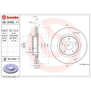 brembo UV Coated Series Vented Front Brake Rotor for 2014 Nissan Altima - 09.D450.11