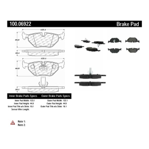 Centric Formula 100 Series™ OEM Brake Pads for 2005 Saab 9-5 - 100.06922