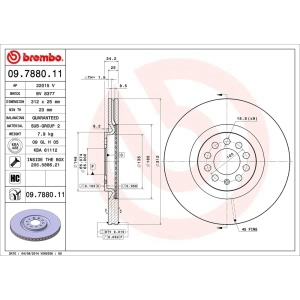 brembo UV Coated Series Vented Front Brake Rotor for 2006 Audi TT Quattro - 09.7880.11