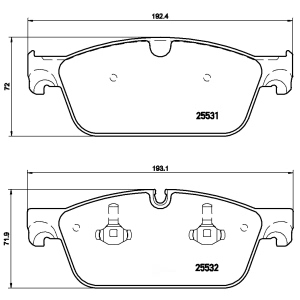 brembo Premium Low-Met OE Equivalent Front Brake Pads for Mercedes-Benz GLE550e - P50102