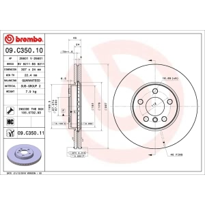 brembo UV Coated Series Front Brake Rotor for 2017 Mini Cooper Clubman - 09.C350.11