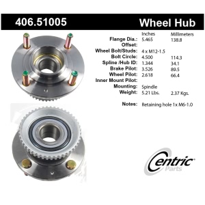 Centric Premium™ Wheel Bearing And Hub Assembly for 1993 Hyundai Sonata - 406.51005