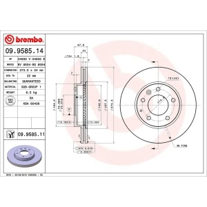 brembo UV Coated Series Front Brake Rotor for 1995 Mazda 929 - 09.9585.11