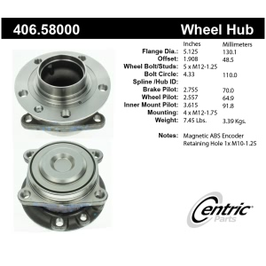 Centric Premium™ Wheel Bearing And Hub Assembly for 2018 Jeep Cherokee - 406.58000